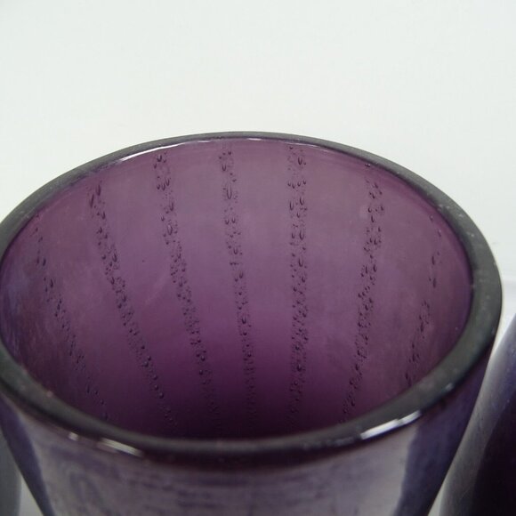 A Pair Vintage Deep Purple Amethyst Bubble‎ Hand Blown Glasses Highball - Picture 4 of 9